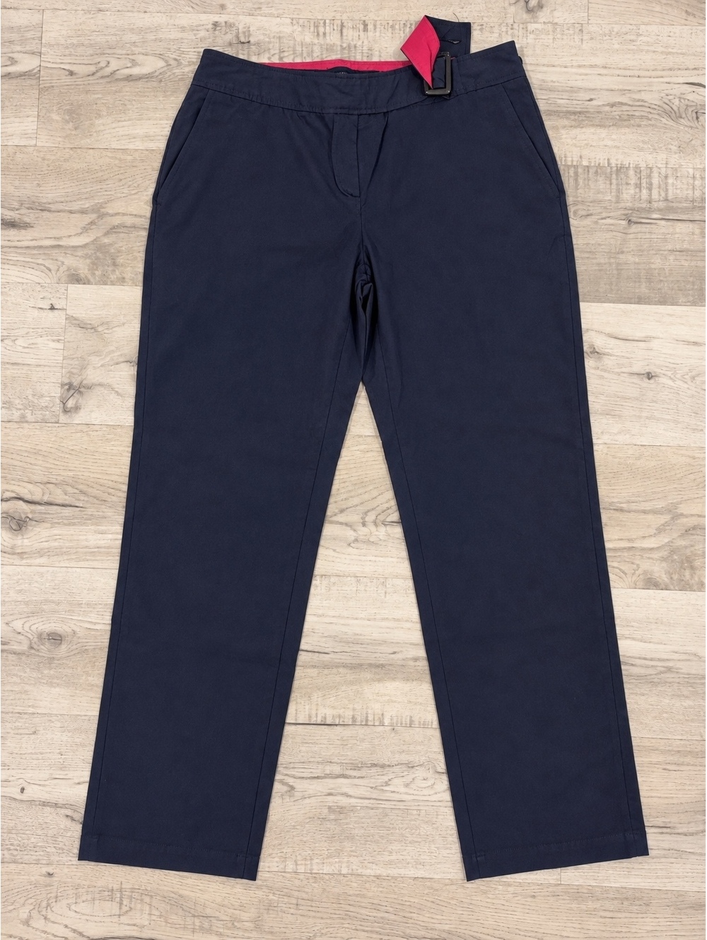Navy Blue Women's Dress Pants with Pink Waistband Detail Size Medium